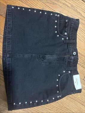 Abercrombie black Denim Mini Skirt with Stud Detail